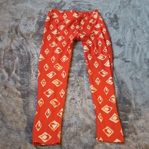 LuLaRoe Orange and White Patterned Leggings